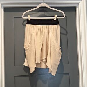 Alice + Olivia Cream Asymmetrical Skirt with Black Waistband